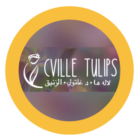 C'ville Tulips logo in a yellow circle