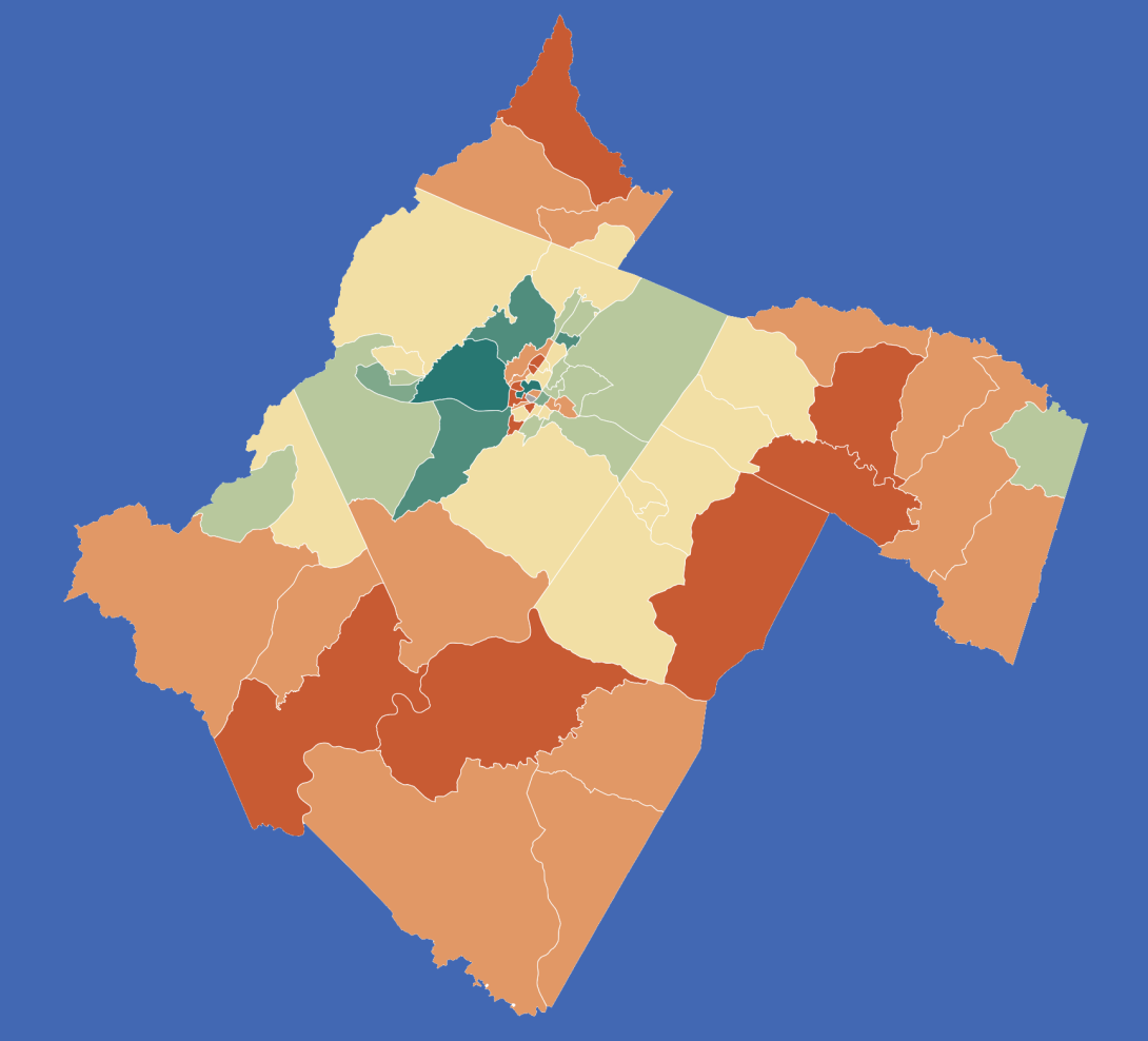 Map of region with example data fields